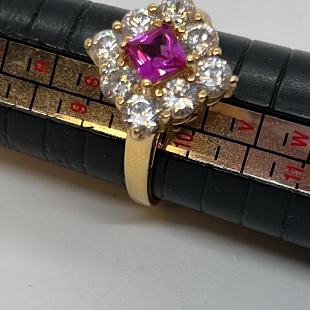 Ruby And Cz Vermeil Ring Size 10 - image 8